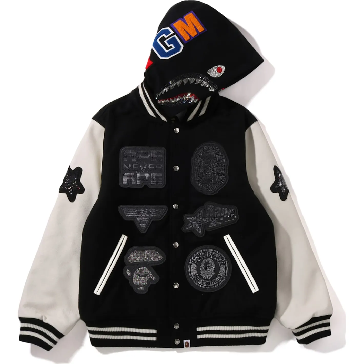 A BATHING APE® Shark Hooded Varsity Jacket